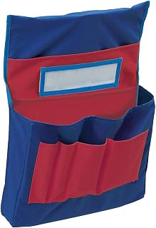 Pacon Pocket Chart, Chair Storage, Blue & Red, 18-1/2"H x 14-1/2"W x 2-1/2"D, 1 Chart | 1 Chair Cover. Supports classroom learning, crafts and creative activities