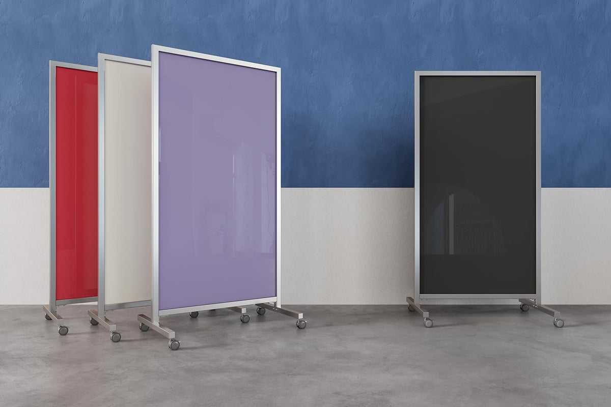 EZ Mobile Glassboard by Ghent – 75" H x 38" W, Glass, Green, Model EZ1NA7538GN