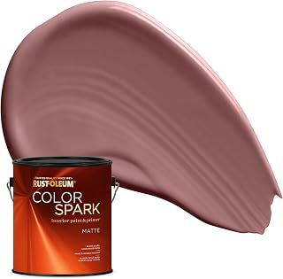 Rust-Oleum Color Spark Paint & Primer, Blush at Dusk, Matte | Muted dusty rose-brown; warm and moody. One-coat coverage for walls, trim & ceilings; washable & durable. Gallon.