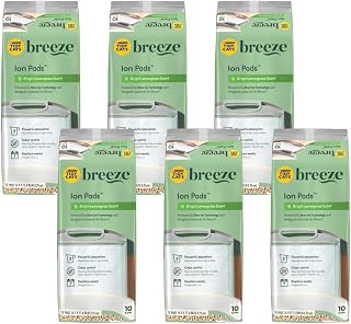 Tidy Cats Breeze Bright Lemongrass Scented Ion Cat Litter Box Pads Refill Pack - 10 CT (Pack of 6)