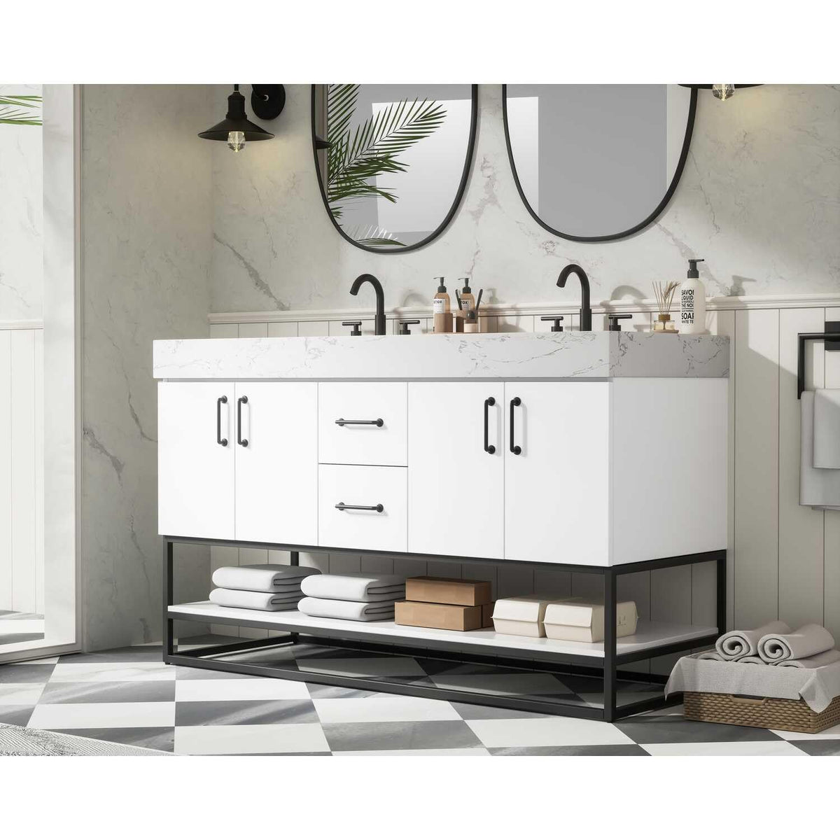 Caroline Bathroom Vanity White by Lighting Design – Wood, White, Model VF29254DWH