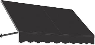 Awntech 7' Dallas Retro (88.5"-16"-30") Straight Slope Fixed Awning with Anodized Arms, Black