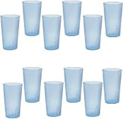 32 oz. (Ounce) Restaurant Tumbler Beverage Cup, Stackable Cups, Break-Resistant Commmerical Plastic, Set of 12 - Blue