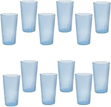 32 oz. (Ounce) Restaurant Tumbler Beverage Cup, Stackable Cups, Break-Resistant Commmerical Plastic, Set of 12 - Blue