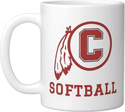 Carlisle High School Blue Aces Softball Ceramic Mug, White, 11oz