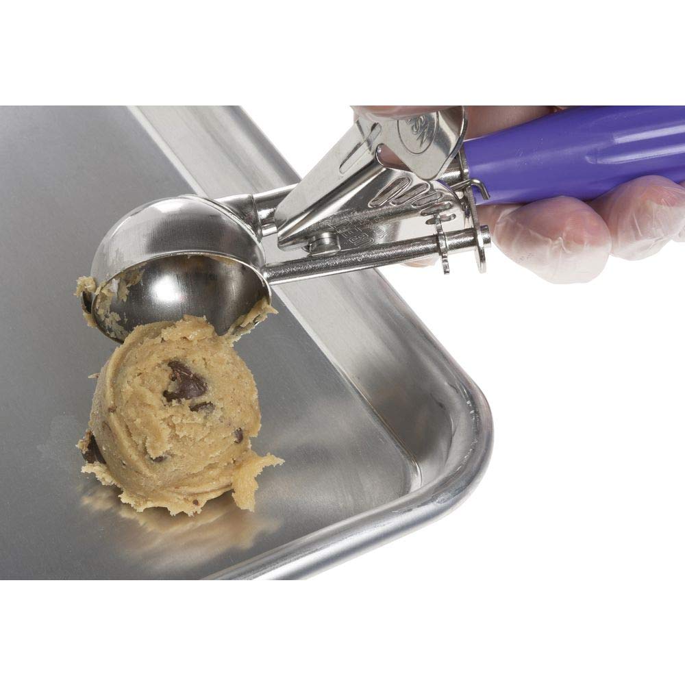 7/8 oz Stainless Steel Portion Control Disher with Orchid Polypropylene Handle - # by HUBERT – Plastic, Purple, Model 72563