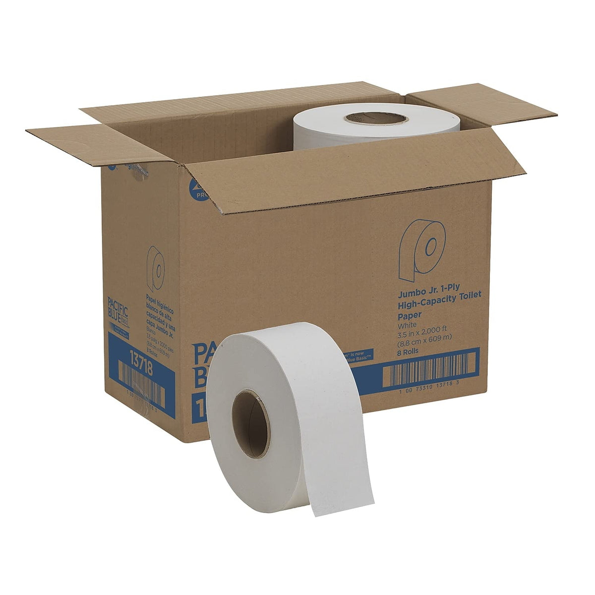 Georgia Pacific Professional Jumbo Jr. One-Ply Bath Tissue Roll by Georgia-Pacific – Junior, Wood, White, Pack of 8, Model 13718