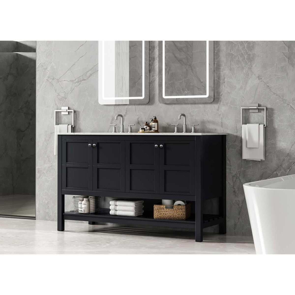 Theo Bathroom Vanity black by Lighting Design – Wood, Black, Model VF16454DBK