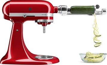 KitchenAid 5-Blade Fruit and Vegetable Spiralizer Attachment, KSM1APC | Fits all KitchenAid Stand Mixers, 5 Blade Spiralizer with Peel, Core, and Slice, blades top rack Dishwasher-safe