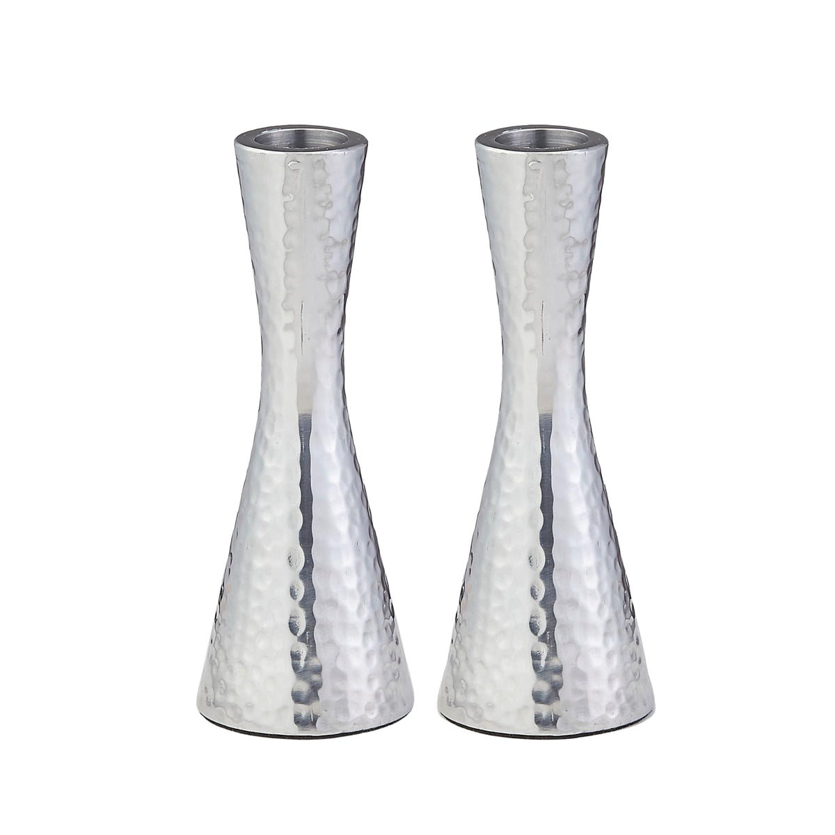 Rite Lite Hammered Aluminum Candlestick Holders, Set of 2, Silver