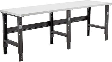 Global Industrial Adjustable Height Workbench C-Channel Leg, 96" W x 36" D | 1-5/8" Plastic Laminate Square Edge, 2000 Lbs Capacity, Black Frame, Industrial Workbench