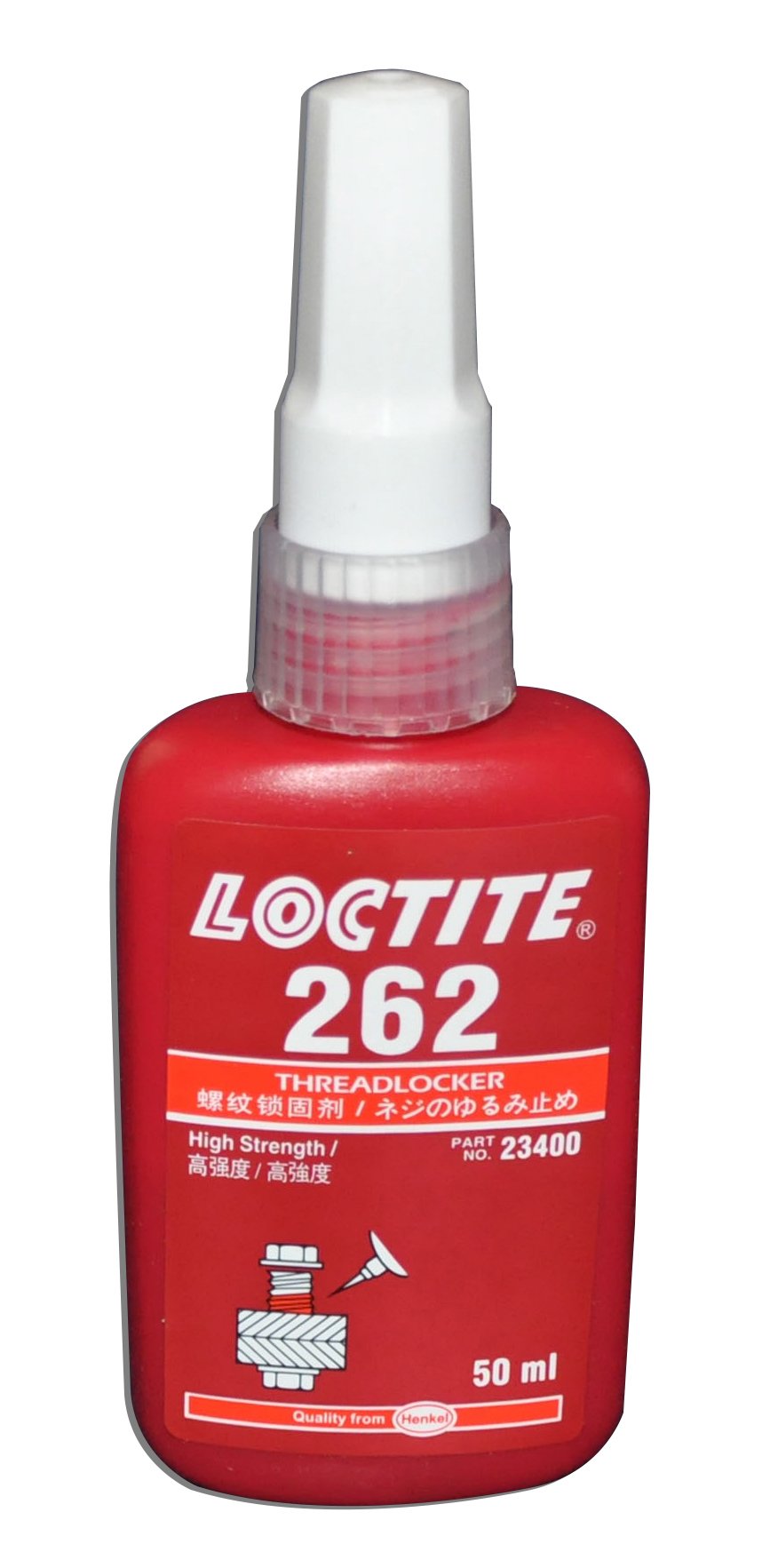 262 HIGH Strength THREADLOCKER HIGH Strength Liquid - 50 ML by Loctite – 1.69 Ounces, Stainless Steel, Red, Model LO262