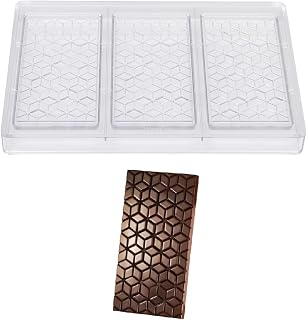Martellato MA2016 Cube-Illusion-Tablet Polycarbonate Candy Mold with 3 Cavities, Each 72mm x 137mm x 10mm High