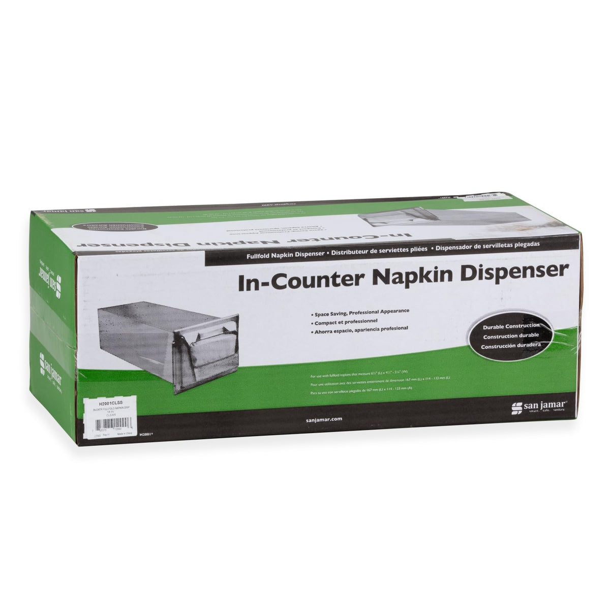 In-Counter Napkin Dispensers by San Jamar – Stainless Steel, Clear, Model H2001CLSS