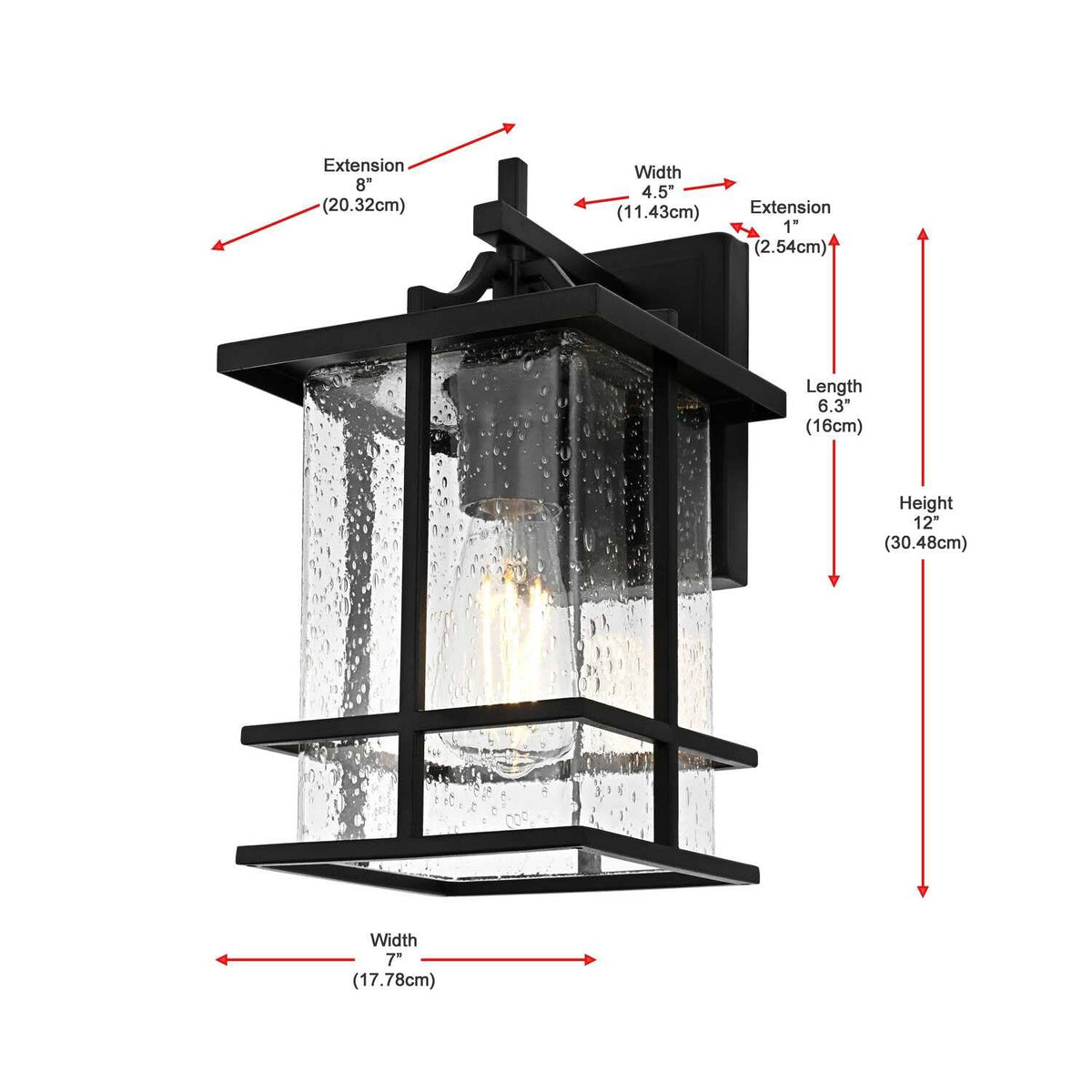 Miller One Light Outdoor Wall Sconce Black by Lighting Design – Iron, Black, Model OD312W12BK