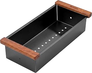 Ruvati Workstation Sink Replacement Colander 17.25 inch Black Stainless Steel with Wooden Handles - RVA1317BL