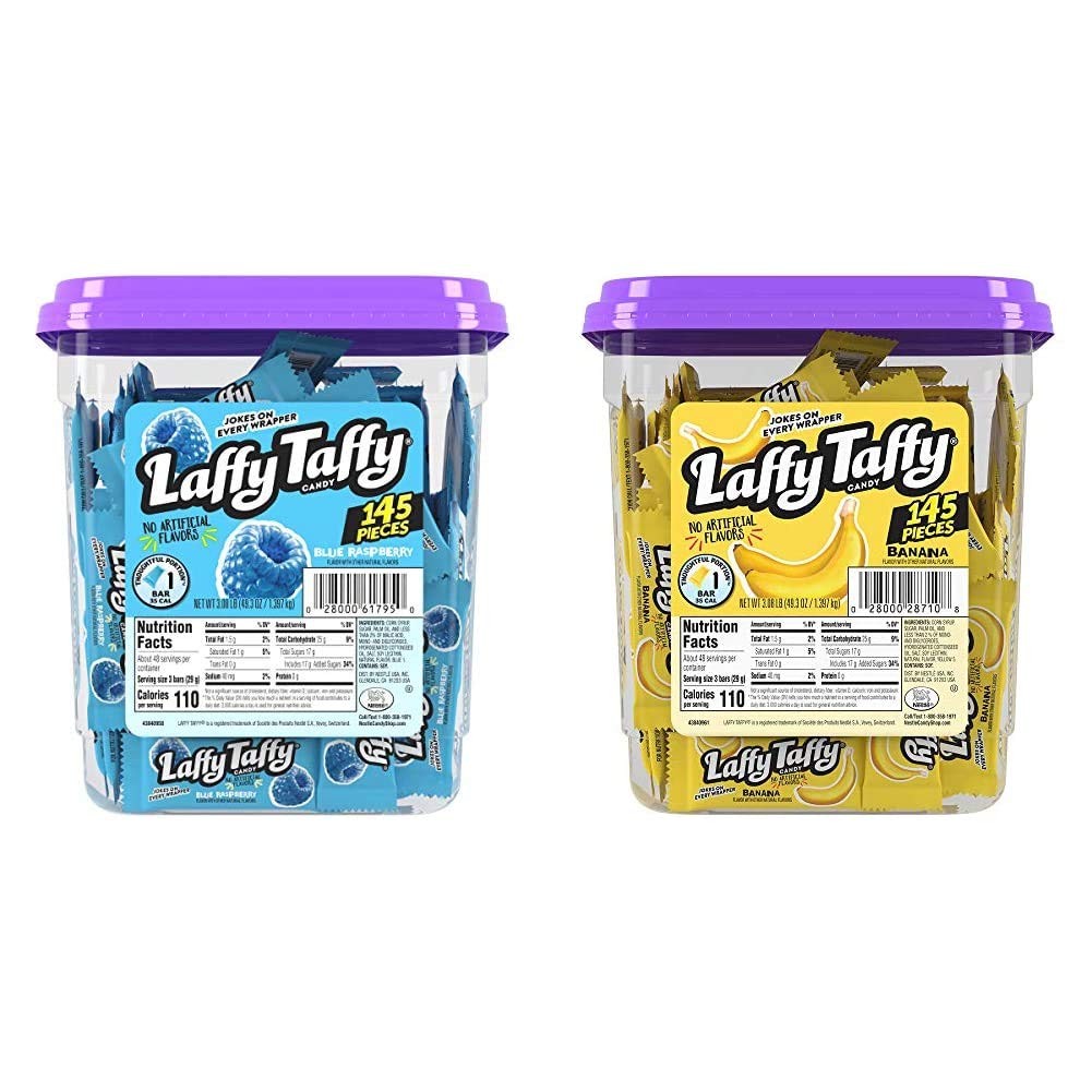 Candy Blue Raspberry and Banana Flavors by Laffy Taffy – 145 Count (Pack of 1), Blue