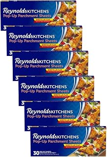 Reynolds Kitchens Pop-Up Parchment Paper Sheets, 10.7x13.6 Inch, 30 Sheets (Pack of 6)