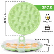 Hansgo Deviled Egg Carrier with Lid, Holds 22 Eggs, 3 Pack Green
