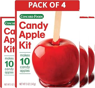 Concord Foods Candy Apple Kit for Family Treats, Carnivals, Fairs, Fundraisers Includes Candy Apple Mix and 10 Sticks Easy, Fun, and Delicious 5 oz Box (4 Pack 40 Count)