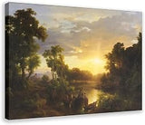 AUHUE Italian Landscapes At Sunset, Fishermen By Karoly Marko 1851 Canvas Poster Paintings for Wall Art Decoration Living Room Office Frame 16x24inch