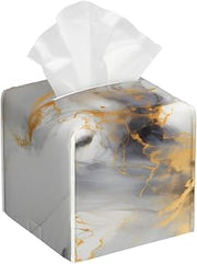 Abstract Art Marble Texture Tissue Box Cover Leather Square Tissue Box Holder Decorative Tissue Cube Box Cover Facial Paper Case Tissue Case Organizer for Home Office Car Decoration