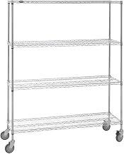 HUBERT Wire Shelving 4-Shelf Chrome-Plated Mobile- 60" L x 18" W x 78" H