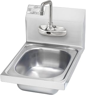 Krowne HS-64 Hand Sink, Wall Mount, 9"W x 11"D x 5" deep Bowl, 4" OC Electronic Faucet, 4-1/2" Double Bend spout, Includes: Control Module, Mechanical Mixing Valve & Supply Hose