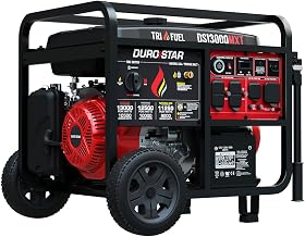 DuroStar DS13000MXT 13,000-Watt 500cc Tri Fuel Portable Generator - Gas, Propane & Natural Gas, Remote Electric Start, Whole Home Power Backup, Transfer Switch Ready, RV & Emergency Ready