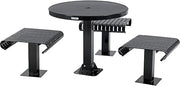 Global Industrial 36" Round Steel Slat Picnic Table, Freestanding Seats, Solid Top, Black