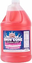 Carnival King 1 Gallon Snow Cone Syrup Pink Lemonade - Delicious Shaved Ice Flavoring for Slushies, Machines & Parties