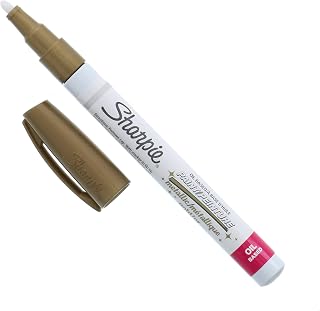 Sharpie Oil-Based Paint Marker, Fine Point, Metallic Gold, 1 Count - Great for Rock Painting