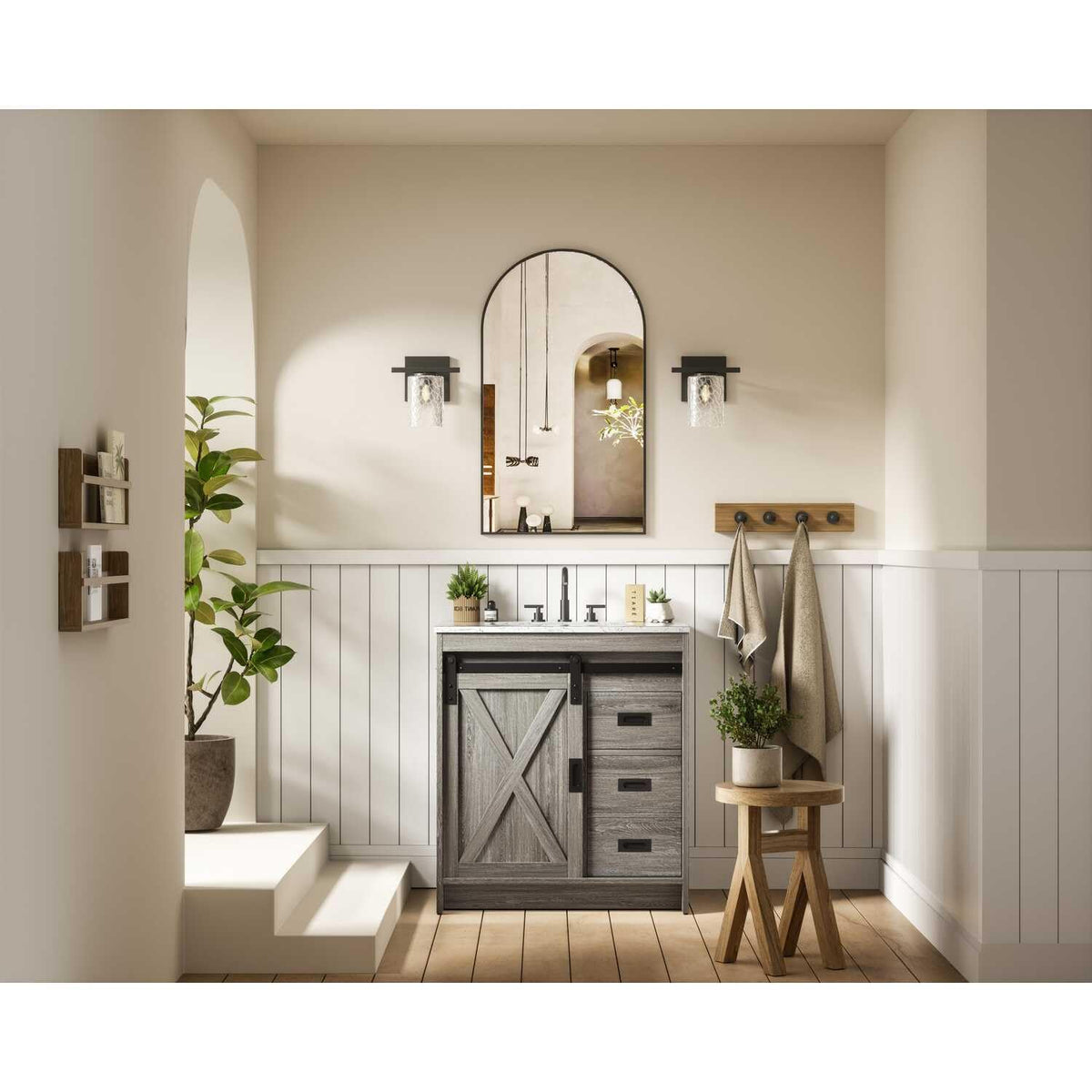 Austin Bathroom Vanity Rustic Grey by Lighting Design – Engineered Wood, Rustic Grey, Model VF90530RG