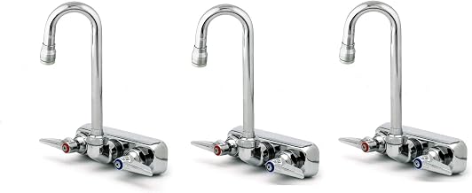 T&S Brass B-1115-132X Work Board Faucet, Wall Mount, 4" Centers, 132X Gooseneck, Lever Handles (Pack of 3)