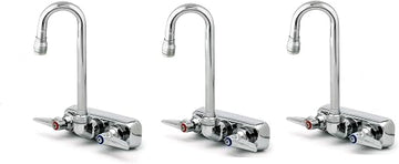 T&S Brass B-1115-132X Work Board Faucet, Wall Mount, 4" Centers, 132X Gooseneck, Lever Handles (Pack of 3)