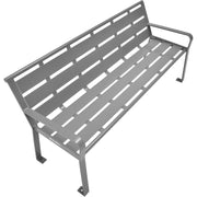 6' Outdoor Park Bench with Back by Global Industrial – 6'L, Steel, Gray, Model 436975GY