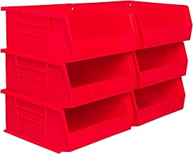 Akro-Mils 30235 AkroBins Plastic Storage Bins, 11"x11"x5", Red, 6-Pack