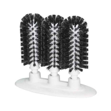 3-Brush Manual Glass Washer w/Suction Cup Base by Bar Maid – Glass, Multicolor, Model GWM-300