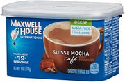 MAXWELL HOUSE International Sugar-Free Decaf Suisse Mocha Beverage Mix, 4 oz Tub, 4 Pack, 2 Packages (4 Tubs)