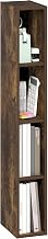 Furinno Fulda Book Shelf, 4-Tier Narrow Bookshelf, Standing Bookcase with 6-in Width Storage Shelf, 9.3 x 5.9 x 41.6, for Organization and Storage, for Living Room, Bedroom, Home Office, Amber Pine