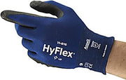 Ansell 11816090 HyFlex Light Duty Multi-Purpose Industrial Glove, Foam Nitrile Coating, 18 Gauge, Knitwrist, Black/Blue, Size 9 (Pack of 12)