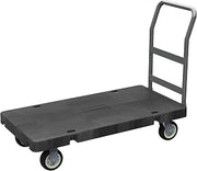 Akro-Mils Versa/Deck Push Dolly Cart with Wheels, Reinforced Plastic Platform Hand Truck with Removable Handle, 6" Non-Marking Polyurethane Casters, 2000-Pound Capacity, 24" x 48", Black V90182A1412