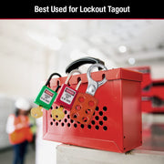 Lockout Tagout Portable Group Lock Box by Master Lock – 12 Padlock Capacity, Alloy Steel, Red, Model 498A