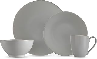 Eater x Zwiesel Fortessa Tempus Stoneware, 16 Piece Dinnerware Set (Service for 4), Smoke