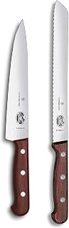 Victorinox Wood Kitchen Knife Set - Includes Chef's Knife & Bread Knife - Wood Handles, 2-Piece Set