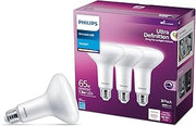 PHILIPS LED 65W BR30 3-Pack Ultra Definition Daylight (5000K) 650 Lumen (7.5W = 65W) Dimmable Frosted Flicker-Free Light Bulbs