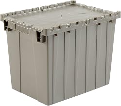 Global Industrial Distribution Container With Hinged Lid, 21-7/8x15-1/4x17-1/4, Gray