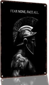 Spartan Warrior Fear None Face All 8 x 12 Inch Aluminum Wall Decor