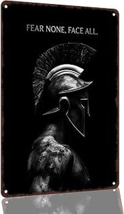 Spartan Warrior Fear None Face All 8 x 12 Inch Aluminum Wall Decor