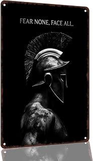 Spartan Warrior Fear None Face All 8 x 12 Inch Aluminum Wall Decor
